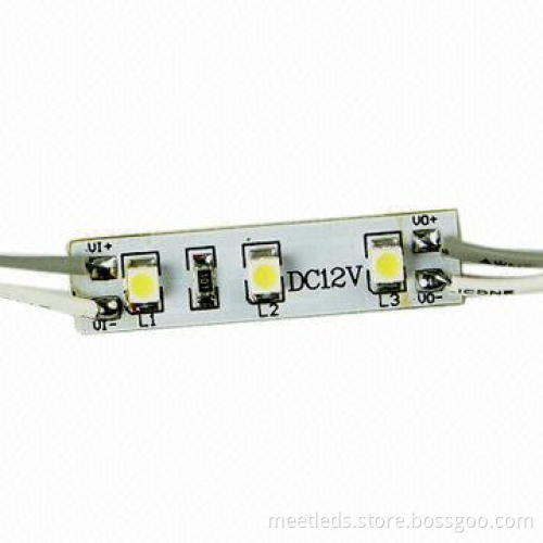 Pure White LED Modules, 3 x SMD3528 for Small Stroke Signage 36 x 9mm 12V 0.24W